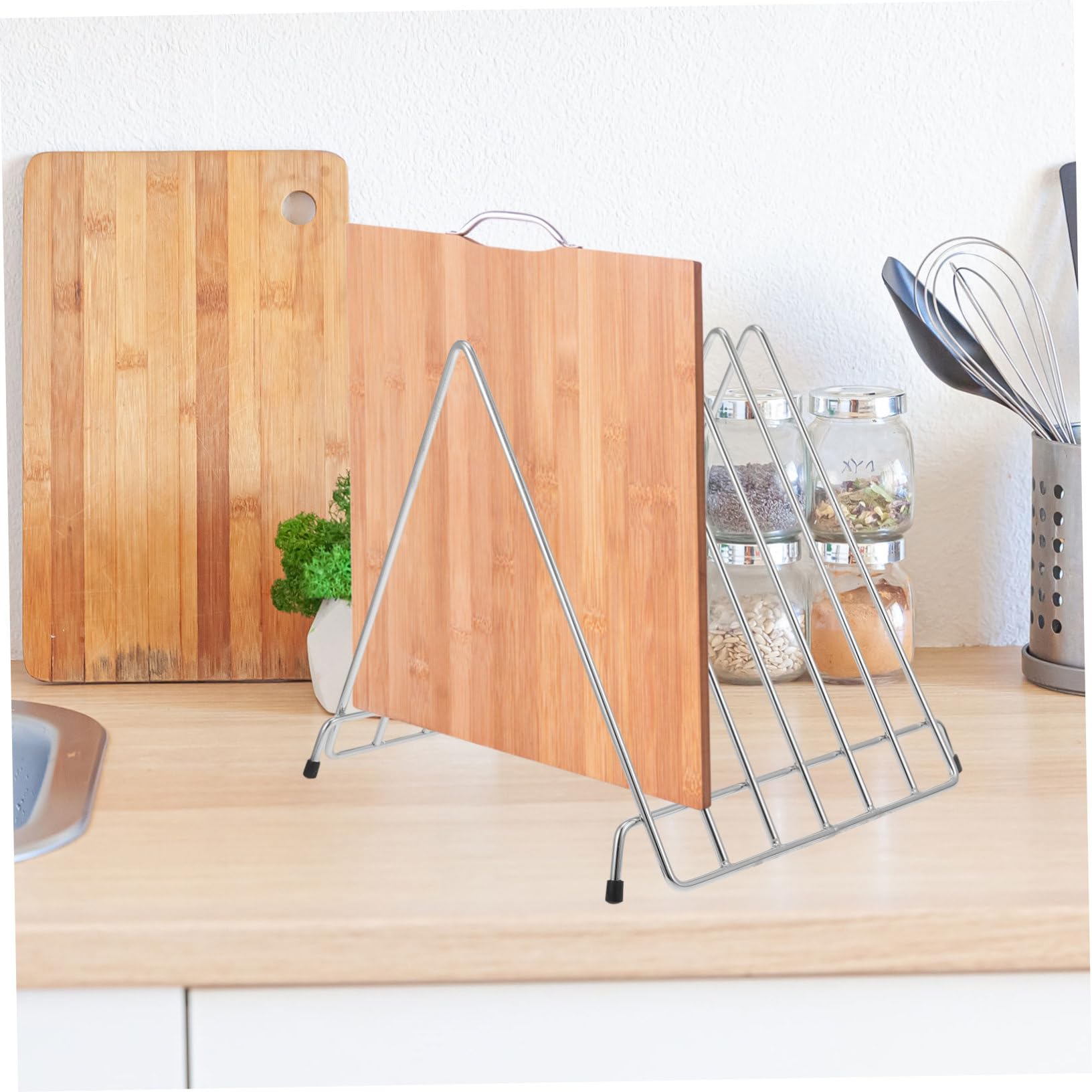 DOITOOL Stainless Steel Cutting Board Holder - 1pc Kitchen Shelf Storage Rack for Chopping Boards | Space-Saving Organizer for Countertop, Cabinet or Pantry | Perfect Kitchen Tool for Home & Restaurant Use
