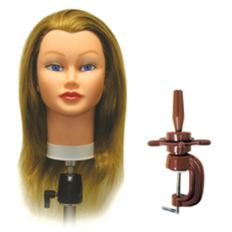 CELEBRITY HAIR MANIKINS SAM II Blonde Wig with Stand - 100% Human Hair for Styling Practice & Salon Training