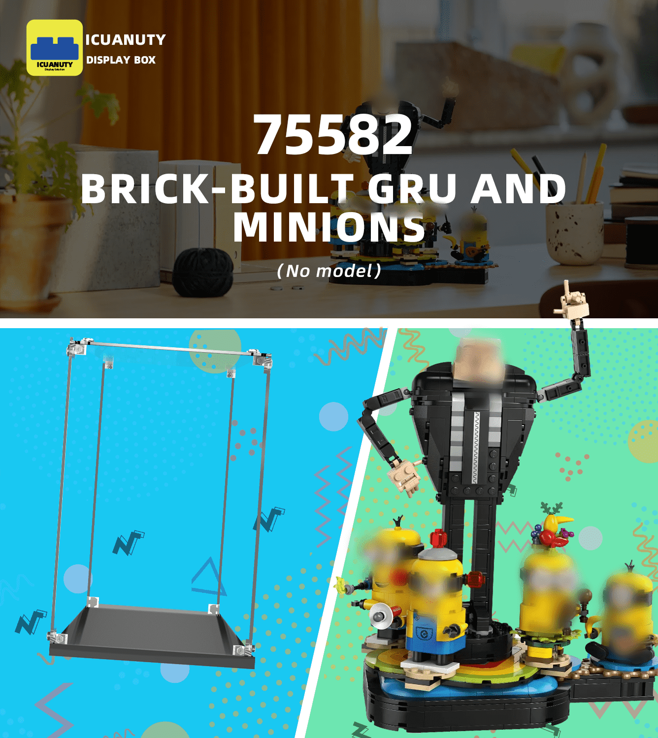 LEGO Gru and Minions 75582 Display Case - Protective Showcase for Minions Collectible Set - Perfect for Home Decoration & Gift Giving