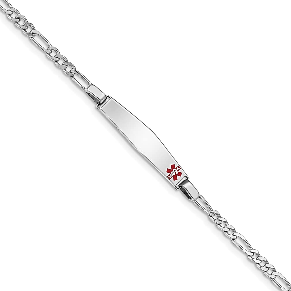 925 Sterling Silver Medical Alert ID Figaro Link Bracelet - 7 Inch Adjustable Fine Jewelry for Women, Engravable Gift for Her - Perfect for Everyday Wear & Emergency Medical Identification
