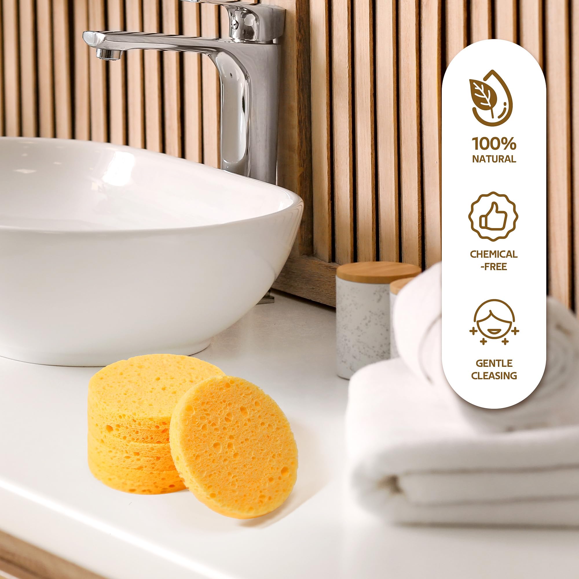 50-Count Compressed Facial Sponges | 100% Natural Cellulose Cosmetic Sponges for Gentle Cleansing, Exfoliating & Makeup Removal | Perfect for Spa, Travel & Daily Skincare Routine