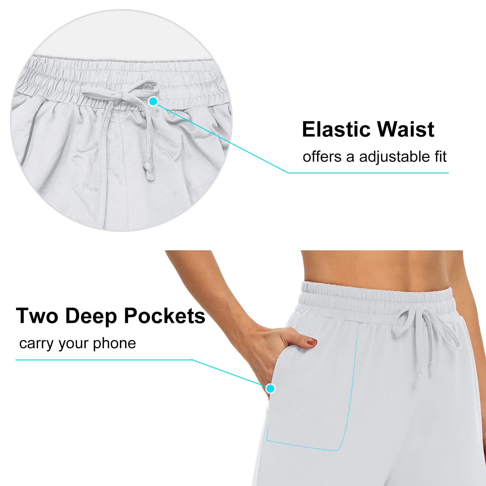 DIBAOLONG Women's Capri Pants - Loose Yoga Pants with Wide Leg & Drawstring, Comfortable Lounge Pajama Sweatpants with Pockets for Yoga, Workout, Home & Travel
