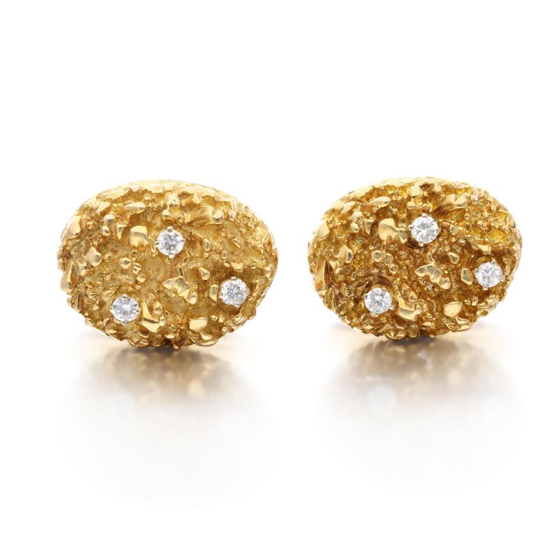 0.35 Carat Circular Brilliant Cut H VS1 Diamond 14K Yellow Gold Cufflinks for Men - Luxury Wedding & Formal Business Attire Accessories