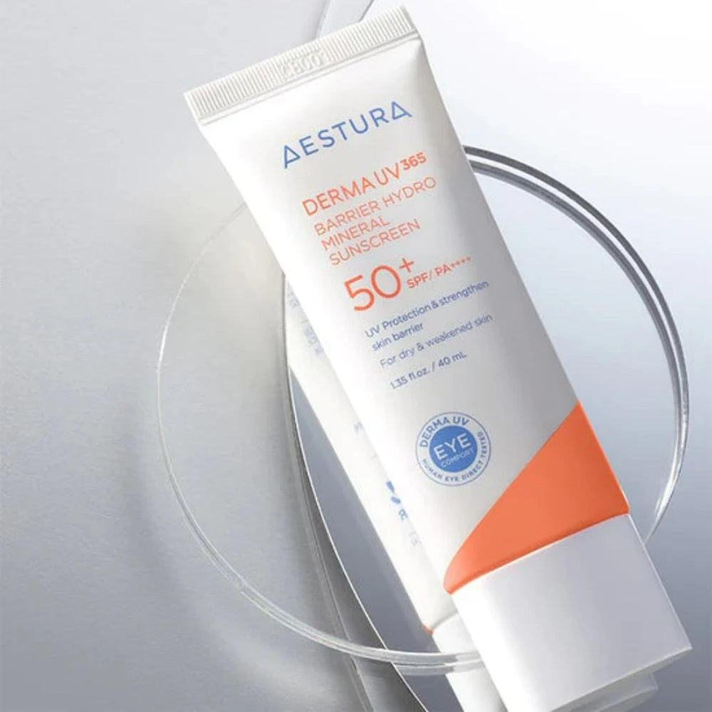 AESTURA Derma UV 365 Barrier Moisture Inorganic Sunscreen SPF50+ PA++++ 40ml - Daily Face Sun Protection for Sensitive Skin, Lightweight & Non-Greasy Formula, Perfect for Outdoor Activities & Travel