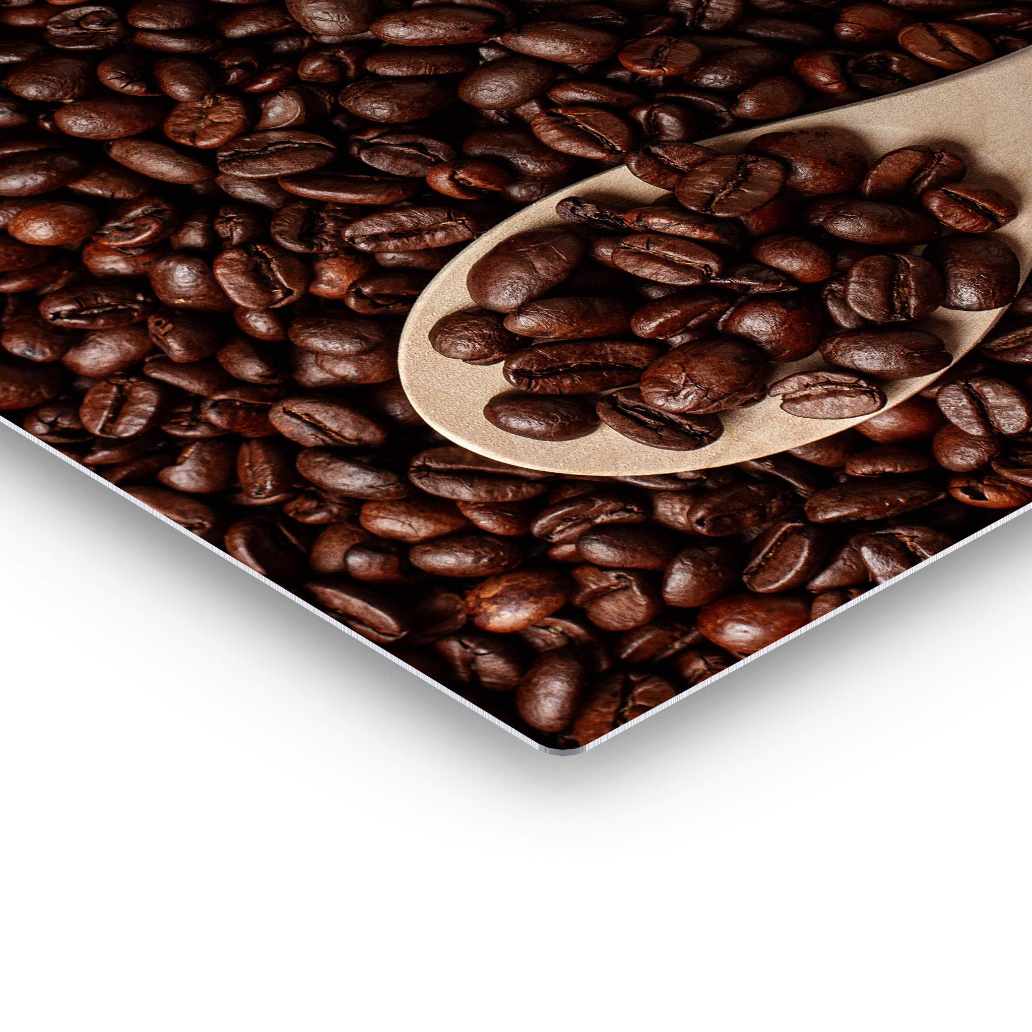Premium Tasty Coffee Beans on Wood Spoon Metal Wall Art Print - Modern Kitchen & Cafe Decor, Farmhouse Dining Room Art, Unique Housewarming Gift - Made in USA (40x30) - Perfect for Coffee Shops, Restaurants & Home Decor