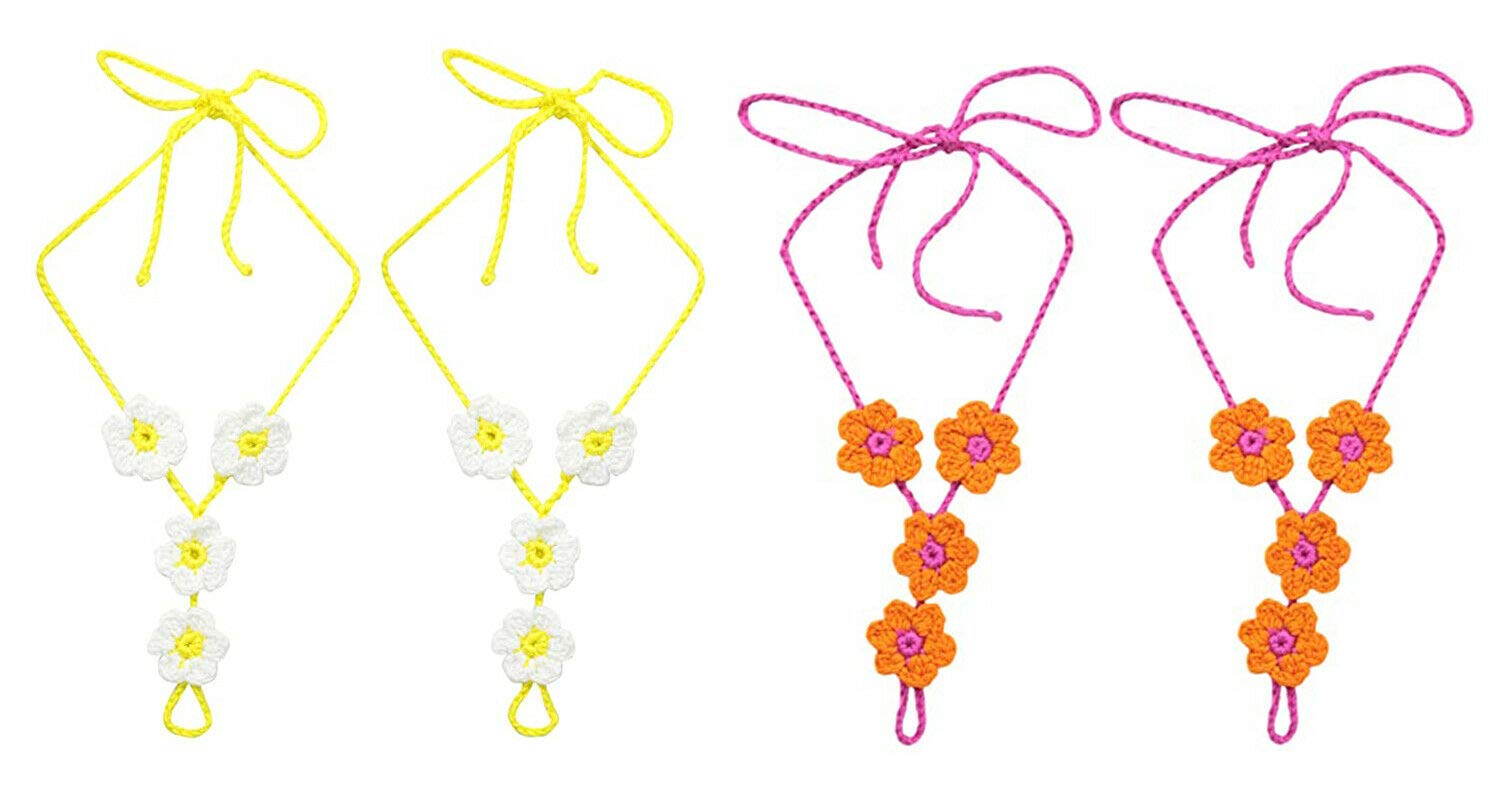 Jefferies Women's Crochet Cotton Barefoot Sandals - 2 Pair Pack for Beach, Wedding & Summer Occasions | Comfortable Boho Slippers for Girls and Ladies