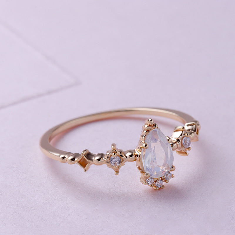 Dainty Pear Shape Moonstone Promise Rings for Women - Elegant Sterling Silver Engagement Ring, Gift for Her | HJZB 275 | Perfect for Anniversaries, Valentine's Day & Special Occasions