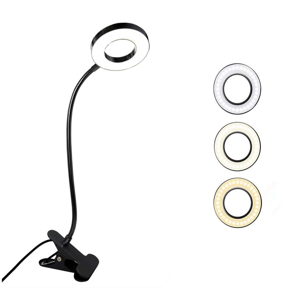 Clip On LED Reading Light with 3 Color Modes, USB Powered Book Light for Kids & Adults - Flexible 360° Gooseneck Desk Lamp, Bedside Night Light for Studying, Reading in Bed, Dorm Room & Office Use