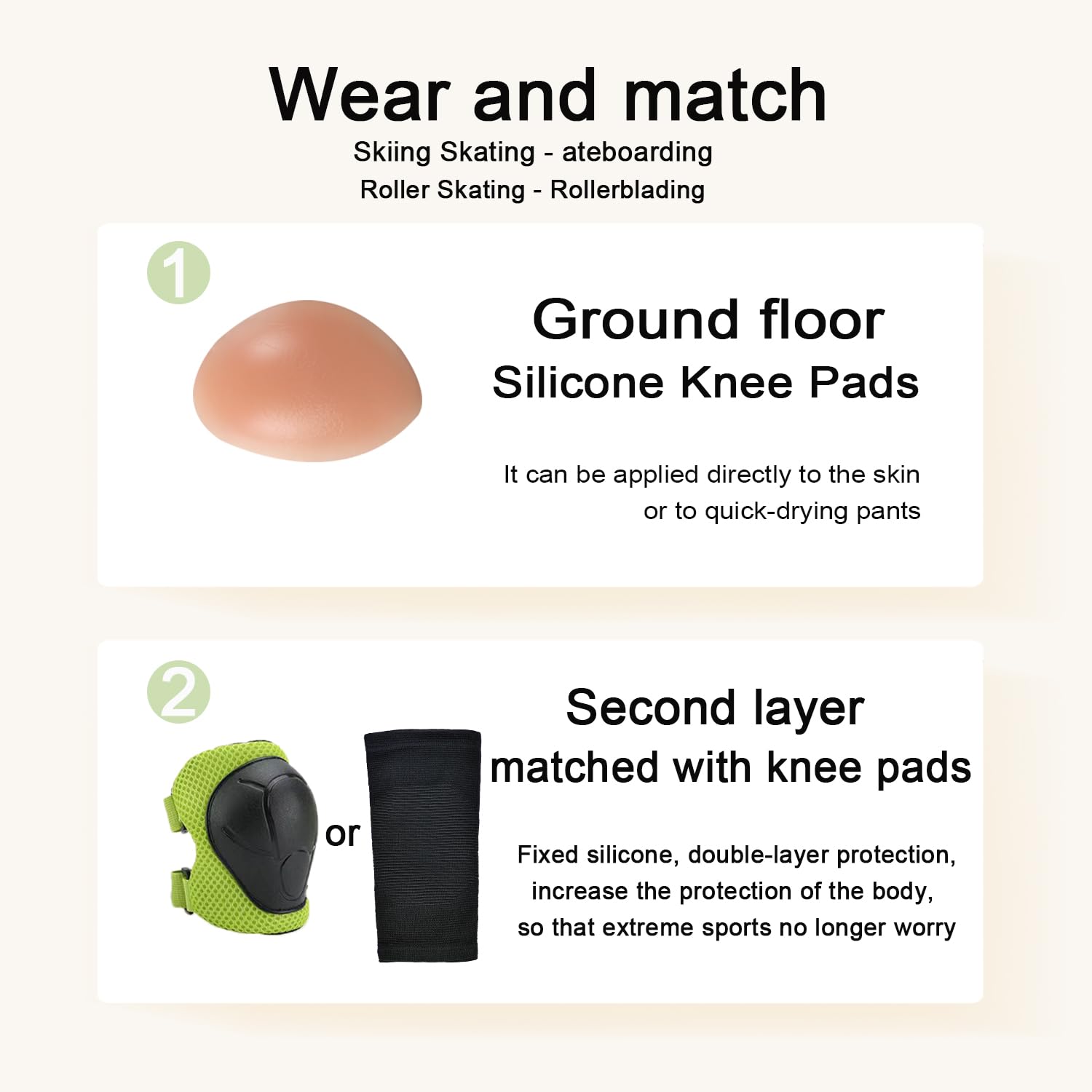 Best Silicone Knee Pads for Skiing, Skating, Snowboarding & Rollerblading - Unisex Protective Gear for Sports & Outdoor Activities