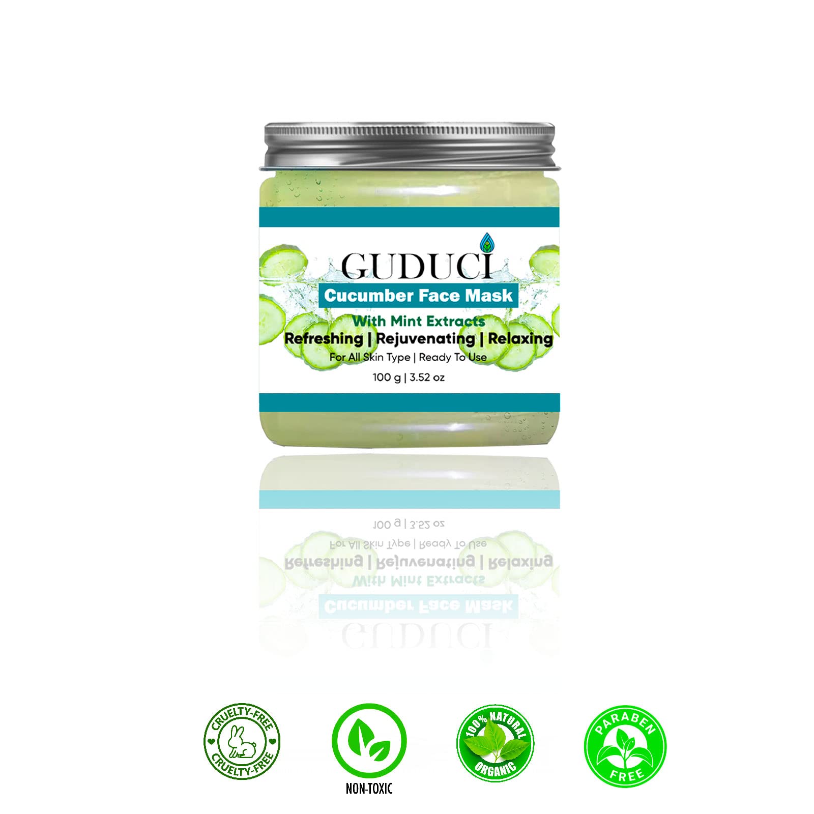 Guduci D Tan Removal Face Pack with Cucumber & Mint Extracts - Brightening Treatment for Acne, Pimples, Dark Spots | Calming & Lightening Facial Mask for Men & Women | Perfect for Daily Skincare & Post-Sun Care