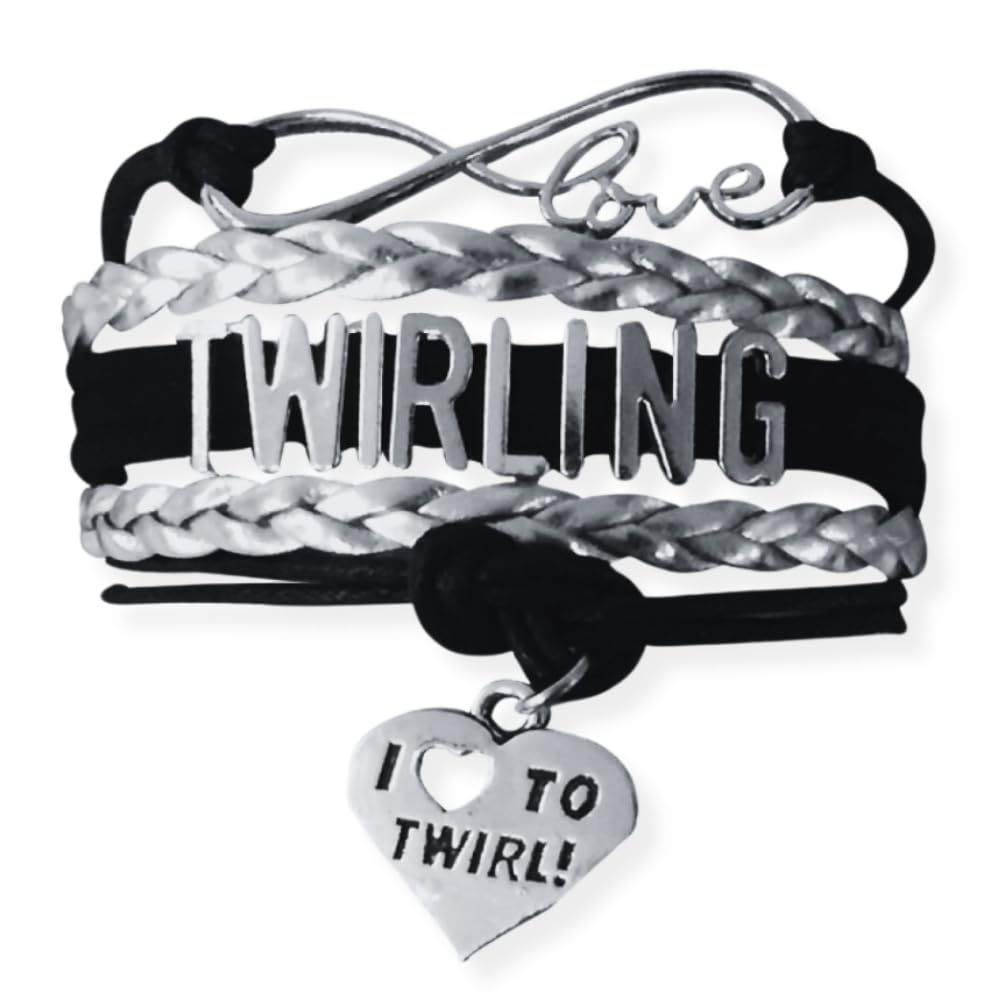 Infinity Collection Twirling Charm Bracelet - Elegant Majorette Baton Twirler Jewelry - Perfect for Dance Performances, Gymnastics & Cheerleading Competitions