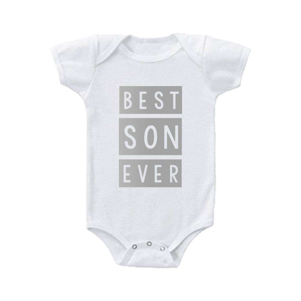 Best Mom & Son Matching White and Silver T-Shirt & Bodysuit Set - Cute Family Outfits for Mother's Day, Birthday & Photo Shoots