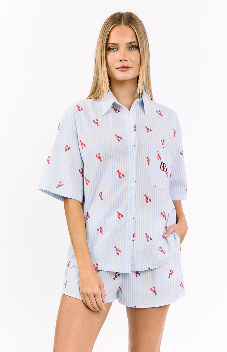 Alexea Women's Lobster Print Pajama Shorts - Soft Sleepwear & Lounge Shorts for Summer Nights, Beach Vacations, and Relaxing at Home