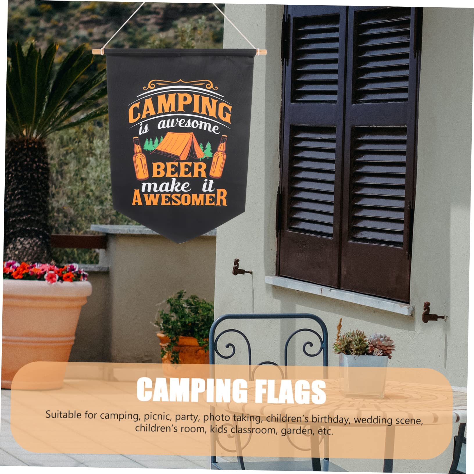 BESPORTBLE 3-Piece Chic Camping Pennant Set - Outdoor Hanging Banner for Camping, Garden, Trailer & RV Decor - Perfect for Backyard, Patio, and Picnic Decorations