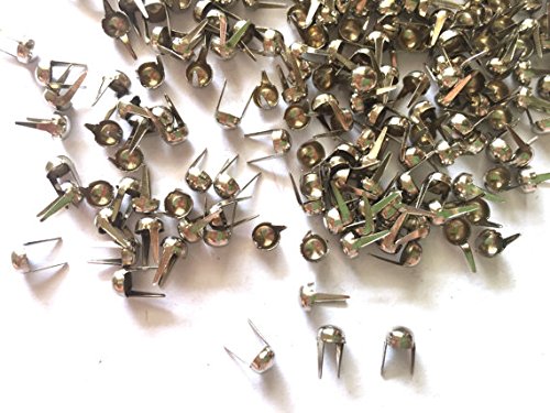 200 pcs 4mm Silver Tone Tiny Round Stud Spikes with Long Legs - Perfect for DIY Jewelry Making, Leather Crafting, and Clothing Embellishments