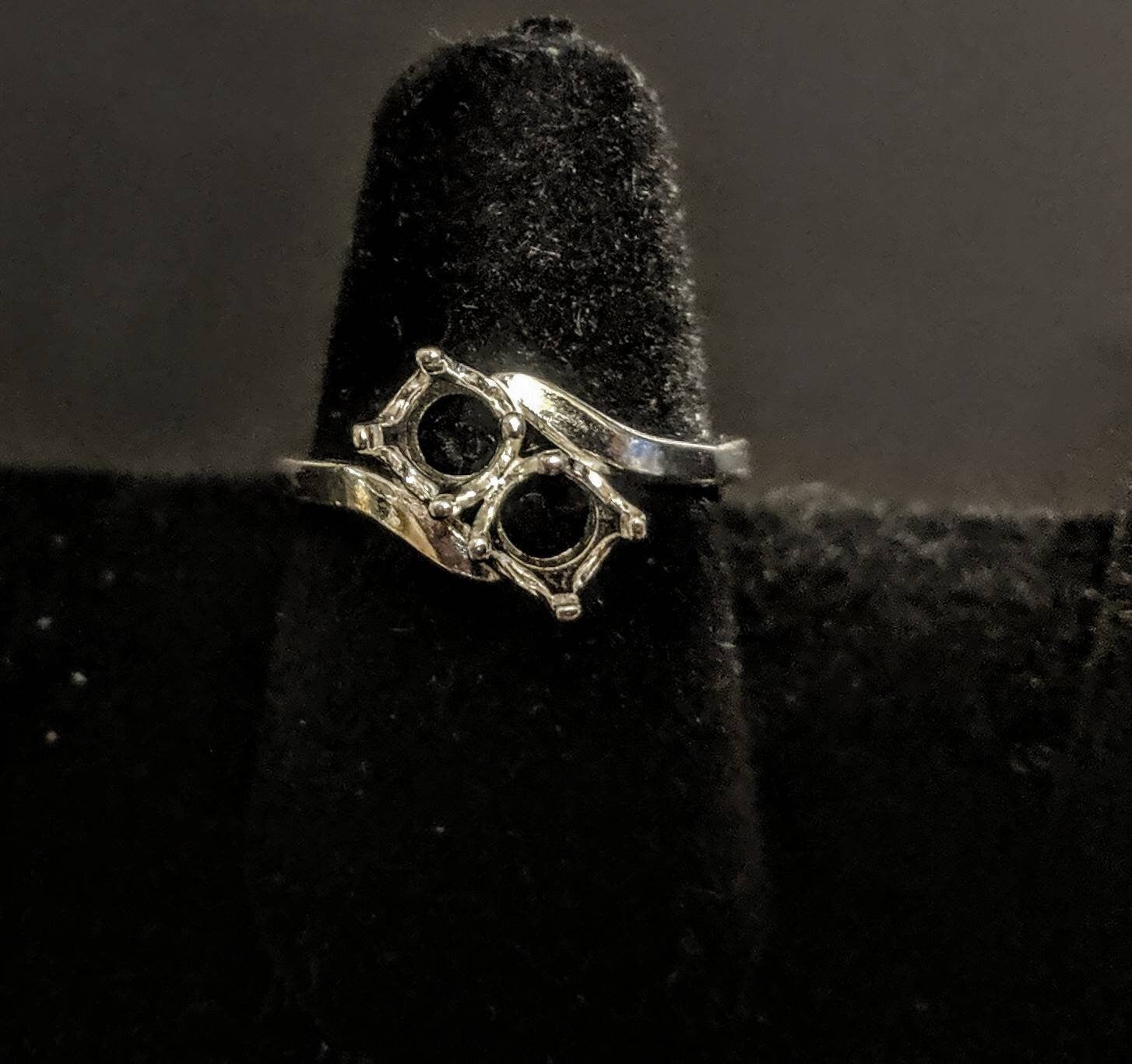 Solid Sterling Silver or 14kt Gold 4-6mm Round Two Stone Pre-Notched Blank Ring Shank Setting - Size 6-8 (163-283/143-283) - Perfect for Jewelry Making, Engagement Rings & Wedding Bands