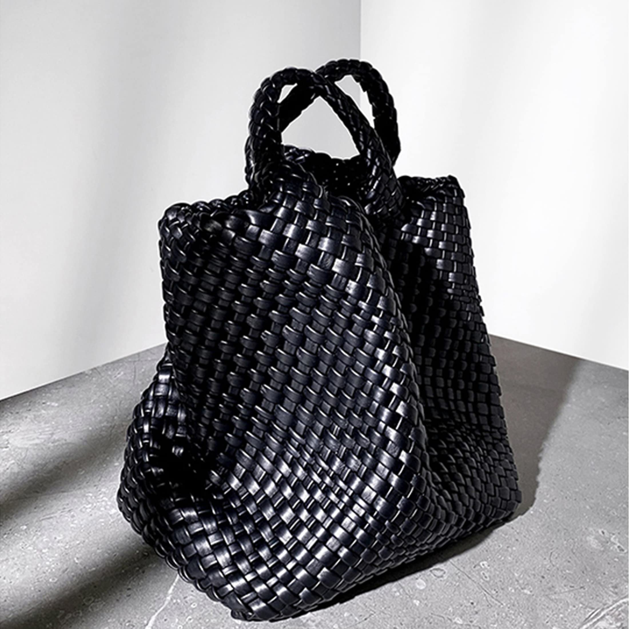 Eco-Friendly Vegan Leather Woven Tote Bag - Large Capacity Women's Shoulder Bag for Shopping & Travel