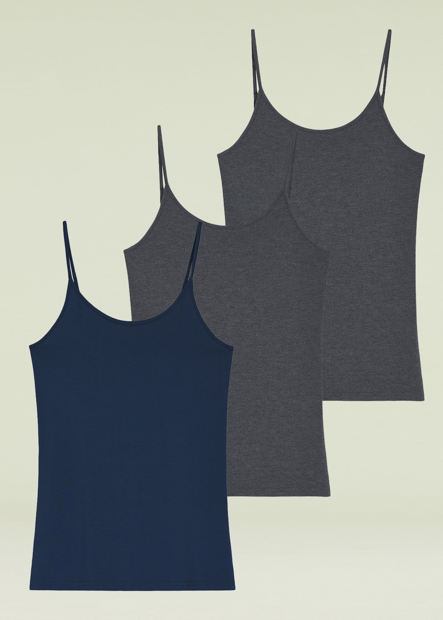 Women's Bamboo Viscose Adjustable Strap Cami Tank Top 3 Pack - Soft Breathable Summer Tops for Casual Wear, Layering & Lounge