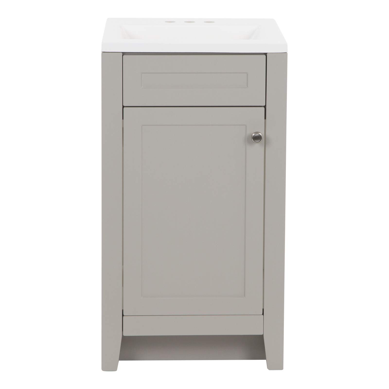 Spring Mill Cabinets Wyre 18 Inch Bathroom Vanity Set with White Ceramic Sink, 1-Door Storage Cabinet, Modern Gray Finish - Perfect for Small Bathrooms, Powder Rooms & Apartment Remodels (18.5