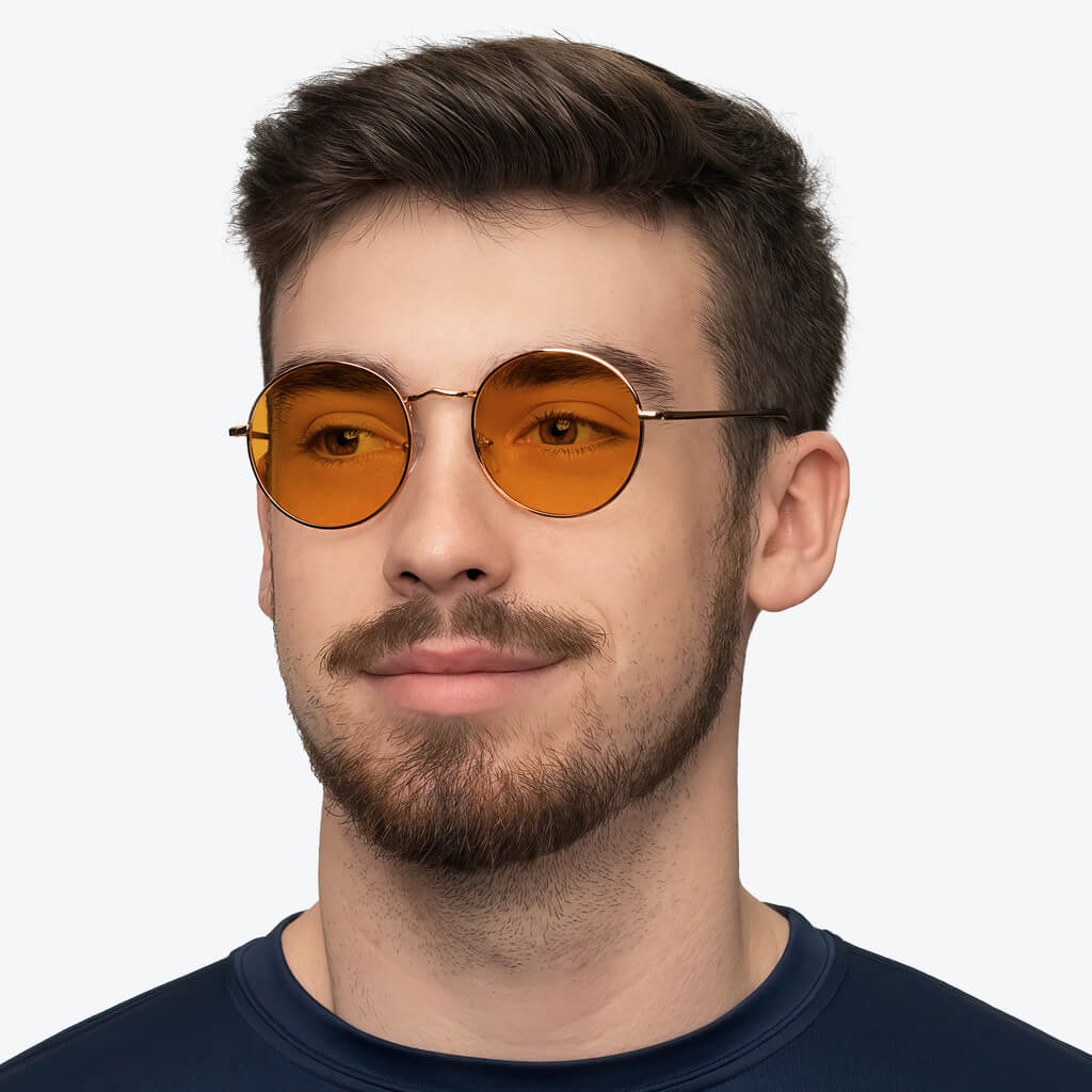 SunDown Elton Blue Light Blocking Glasses - Gold Frame Reading Glasses for Eye Strain Relief | Computer, Gaming & Nighttime Use