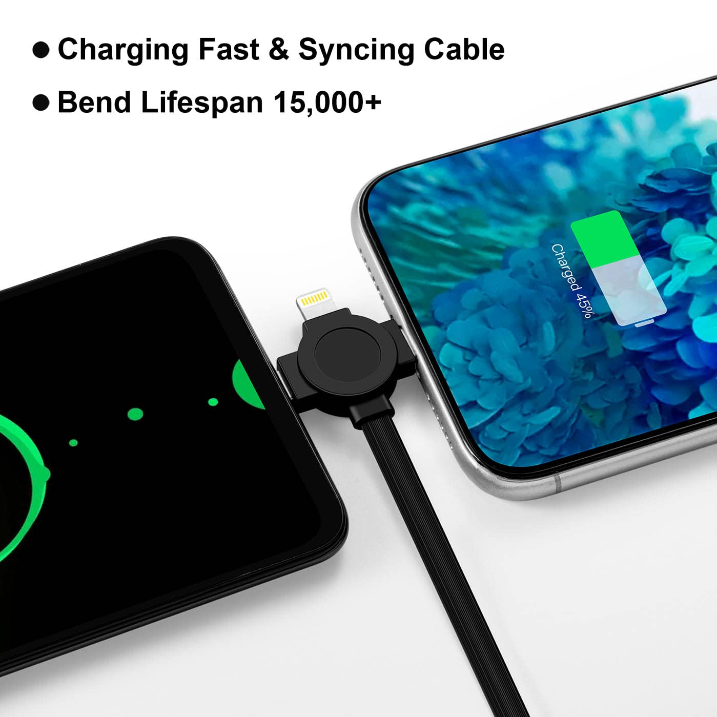 3.3ft 2-Pack Retractable Fast Charging Cable - 3-in-1 USB C/Micro USB/Lightning Charger Cord for iPhone 15/14/13, iPad, Samsung Galaxy, PS5, Tablets & More | Portable Travel & Home Office Charging Solution