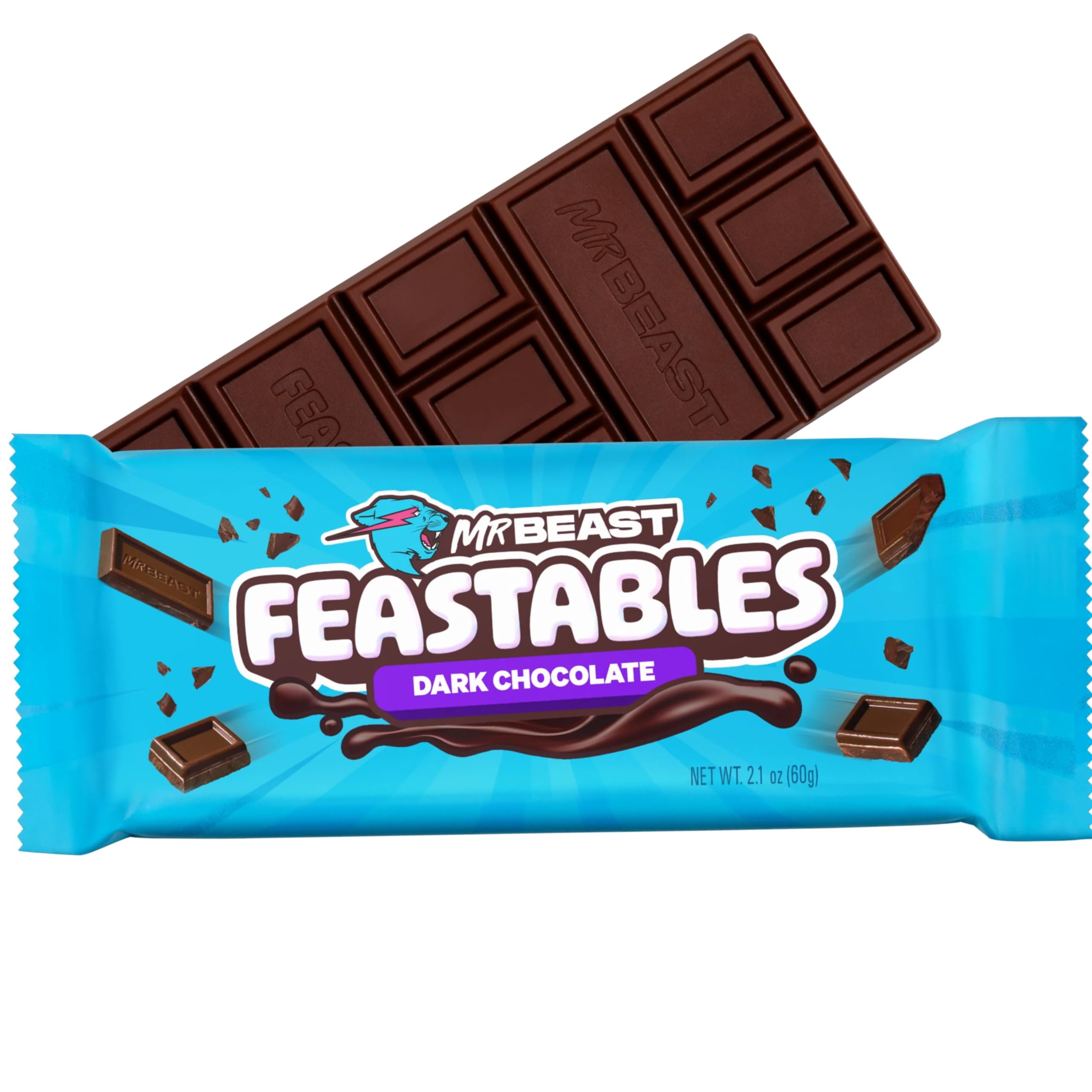Mr Beast Chocolate Bars Variety Pack - Peanut Butter, Milk Chocolate, Dark Chocolate, Dark Chocolate Sea Salt & Almond (6 Pack) | Premium Full-Size Chocolate Bars by Feastable | Perfect for Gifts, Snacking & Parties