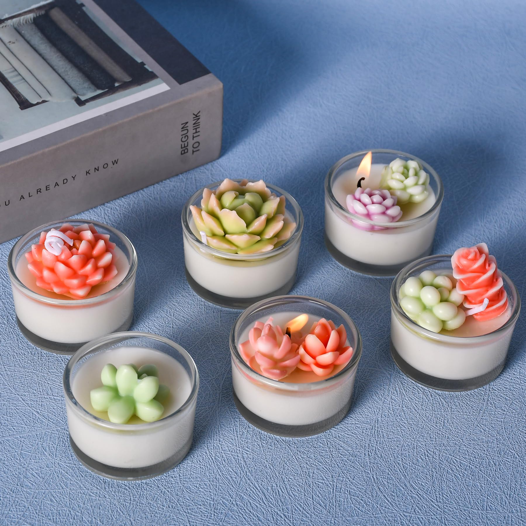 12PCS Succulent Flower Candle Molds - Silicone Epoxy Resin Wax Molds for DIY Candle Making, Christmas Gifts, Home Decor - Perfect for Wedding, Party, and Holiday Decoration