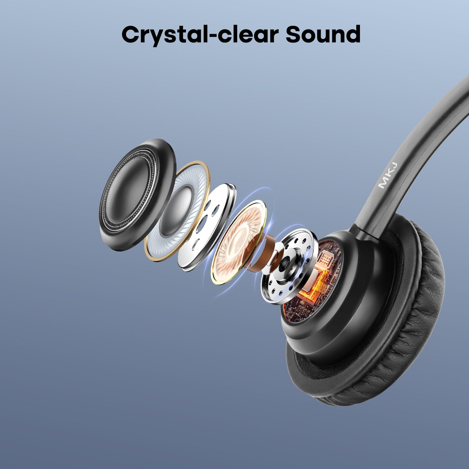 MKJ 3.5mm Wired Headset with Microphone - Noise Cancelling Headphones with Volume Control, Compatible with Smartphones & Computers - Perfect for Gaming, Online Meetings & Music Listening