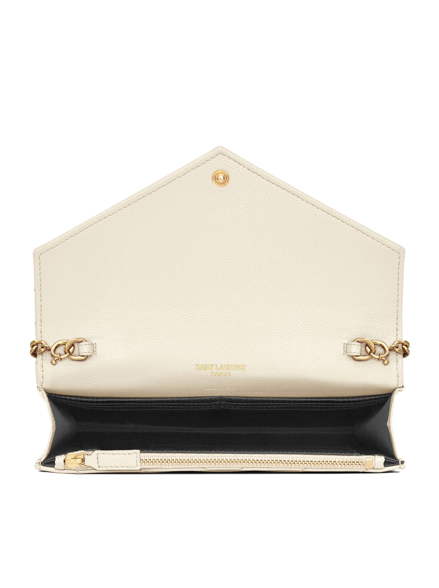 Cassandre Matelassé Envelope Chain Wallet in Grain de Poudre Embossed Leather - Luxury Crossbody Bag for Women, Perfect for Parties, Dates & Everyday Use