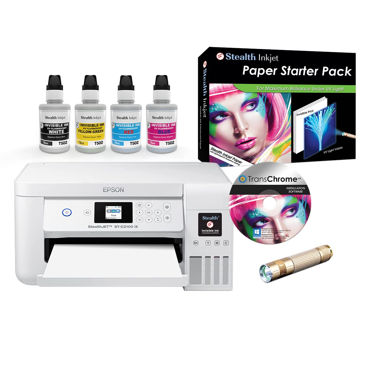 VersaCheck Stealth ST-C2100 iX All-in-One Invisible Ink Printer & Security Paper Bundle - Secure Check Printing for Home & Business Banking