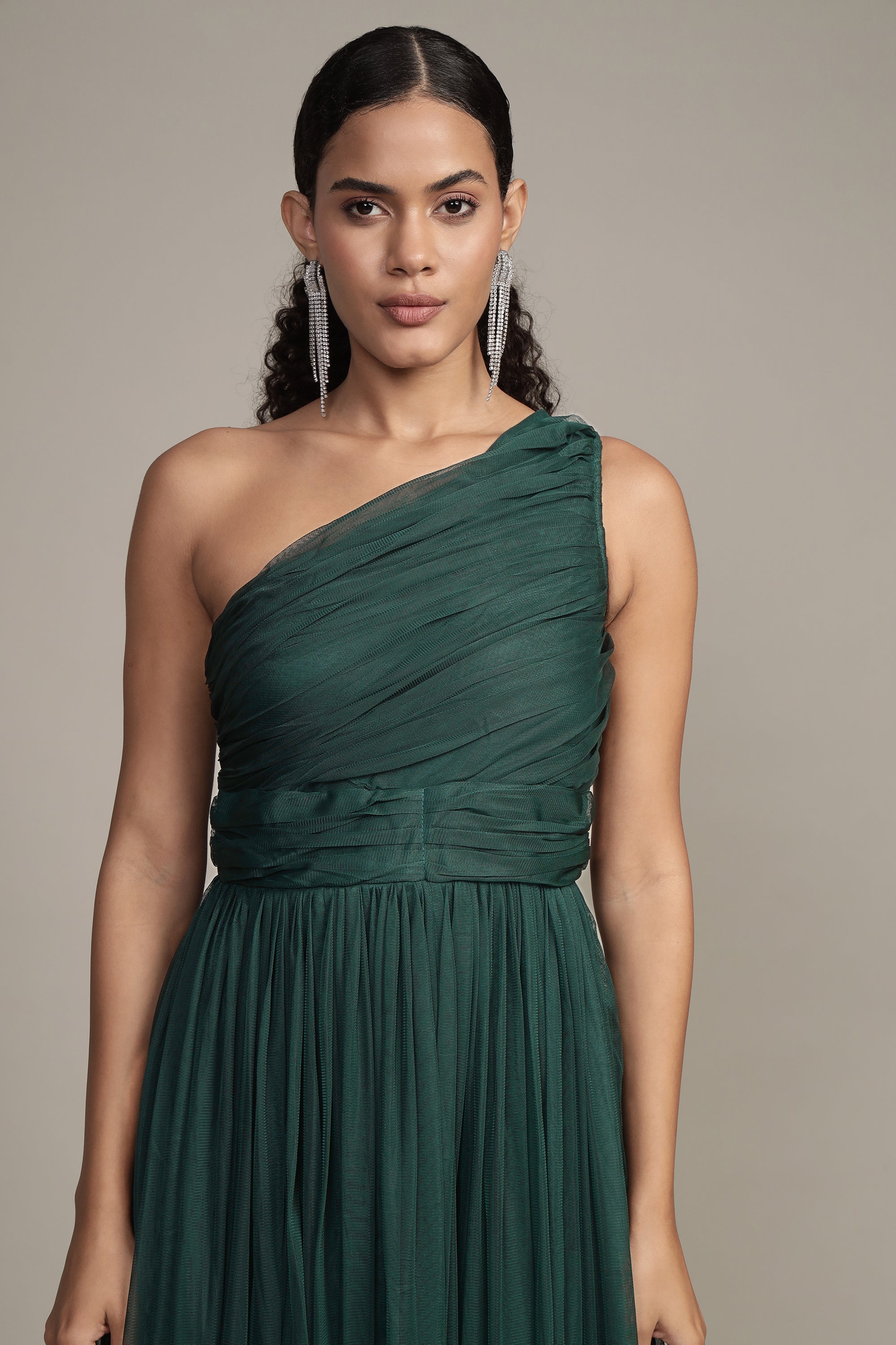 Emerald Green One Shoulder Maxi Dress for Women - Elegant Evening Gown for Parties, Weddings & Special Occasions