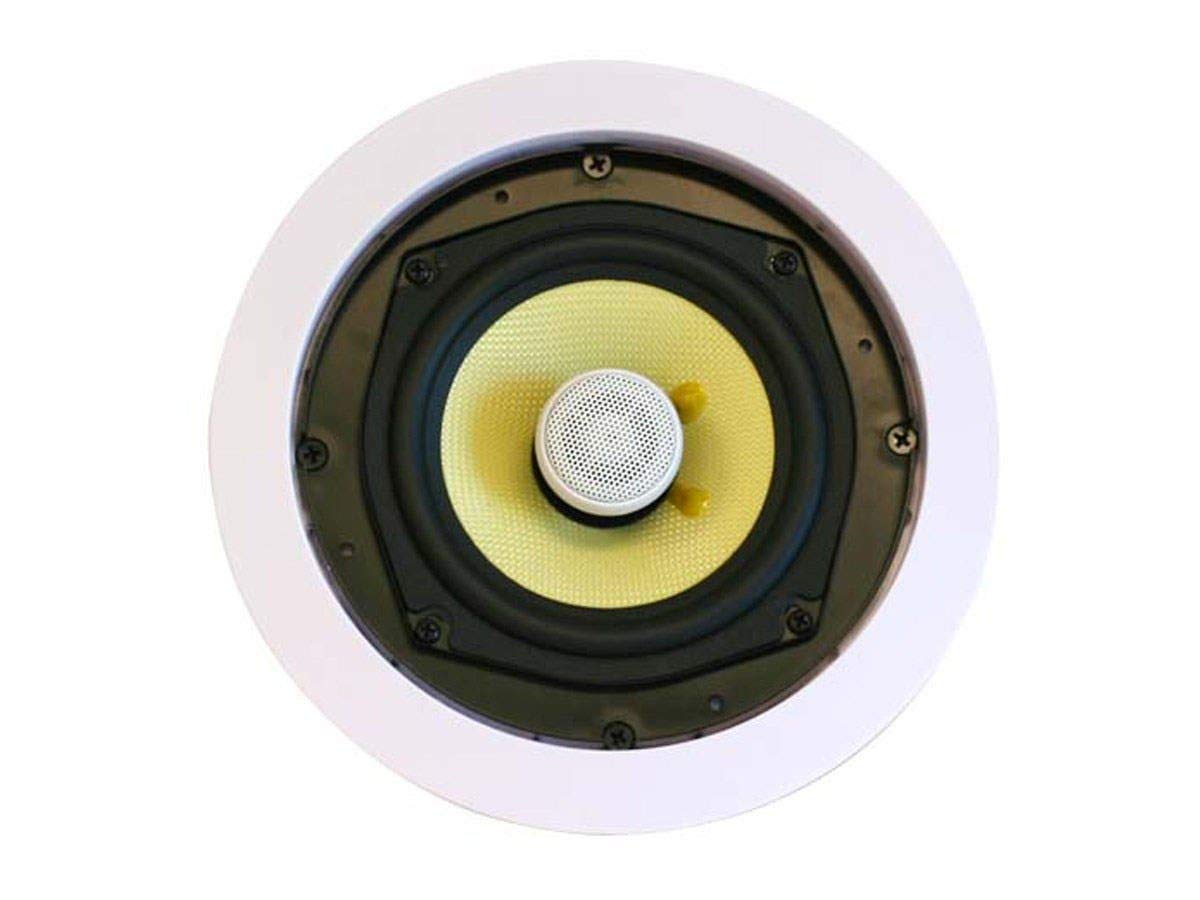 Monoprice 8 Inch 2-Way In-Ceiling Speakers (Pair) - 80W Nominal, 160W Max, 8 Ohms, Aramid Fiber Cone & Titanium Silk Dome Tweeters - White Caliber Series - Perfect for Home Theater & Background Music Systems