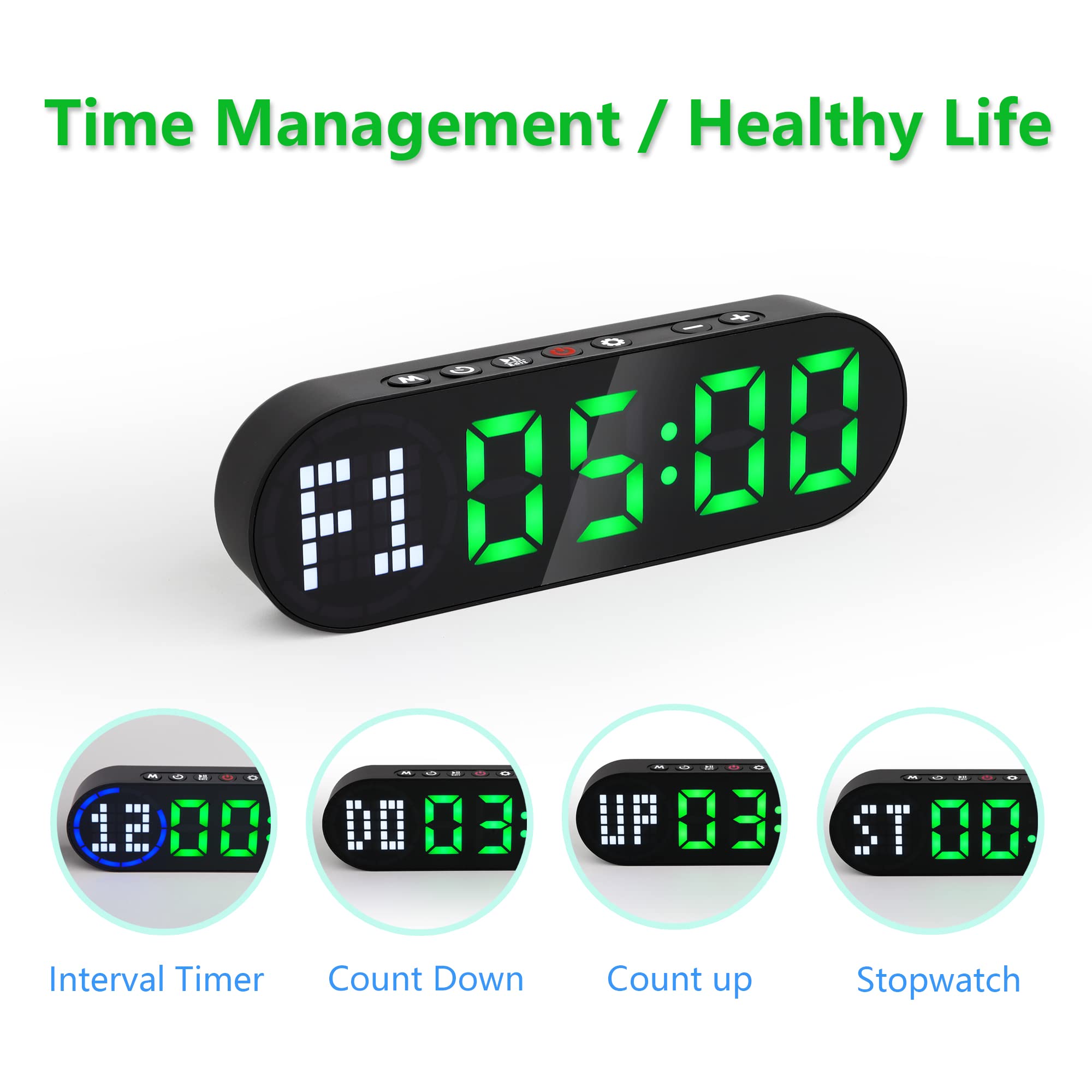 Portable Gym Timer with Time Progress Bar - Interval Timer for HIIT, Tabata, EMOM, Boxing Workouts - Rechargeable Battery Powered for Home & Gym Use - Perfect for CrossFit, Fitness Training & Martial Arts