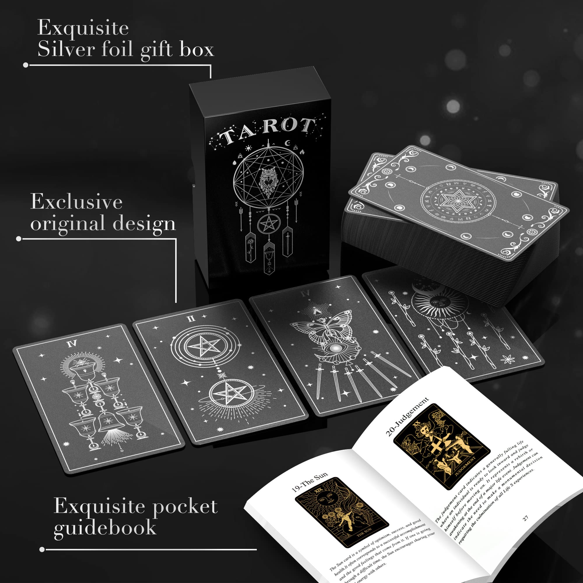 Premium 78-Piece Plastic Tarot Card Set with Guidebook - Waterproof, Gold Foil Surface - Fortune Telling Game for Beginners | Perfect for Divination, Meditation & Spiritual Growth