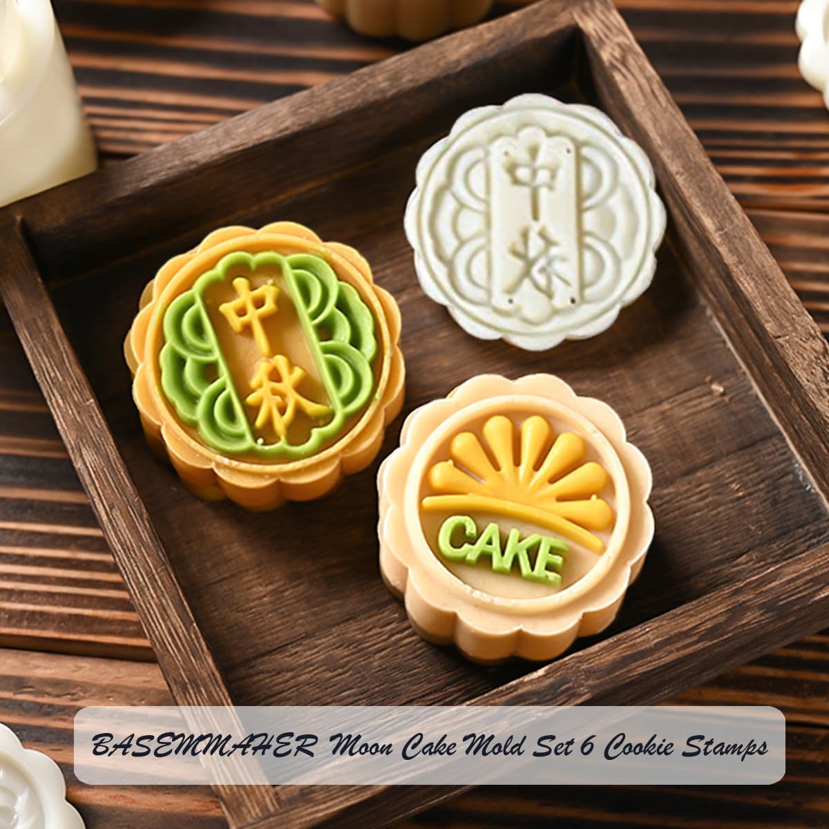 Moon Cake Stamps 6Pcs - DIY Cookie Molds for Mid-Autumn Festival Baking & Dessert Decoration