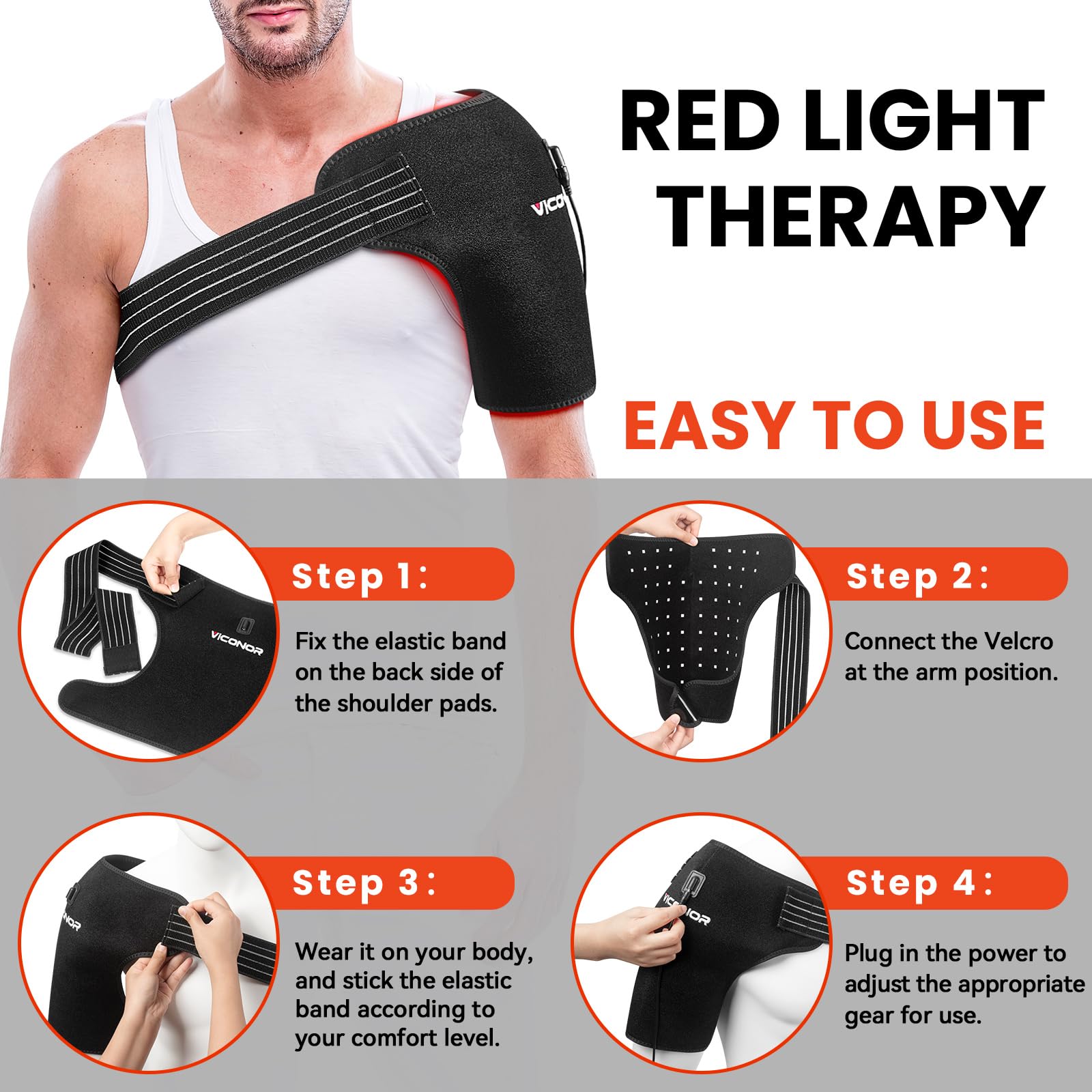 Red Light Therapy Shoulder Wrap - 660nm & 850nm Infrared Heating Pad for Shoulder Pain Relief, Joint & Muscle Recovery | Portable Light Therapy Device for Home Use, Office, and Post-Workout Recovery