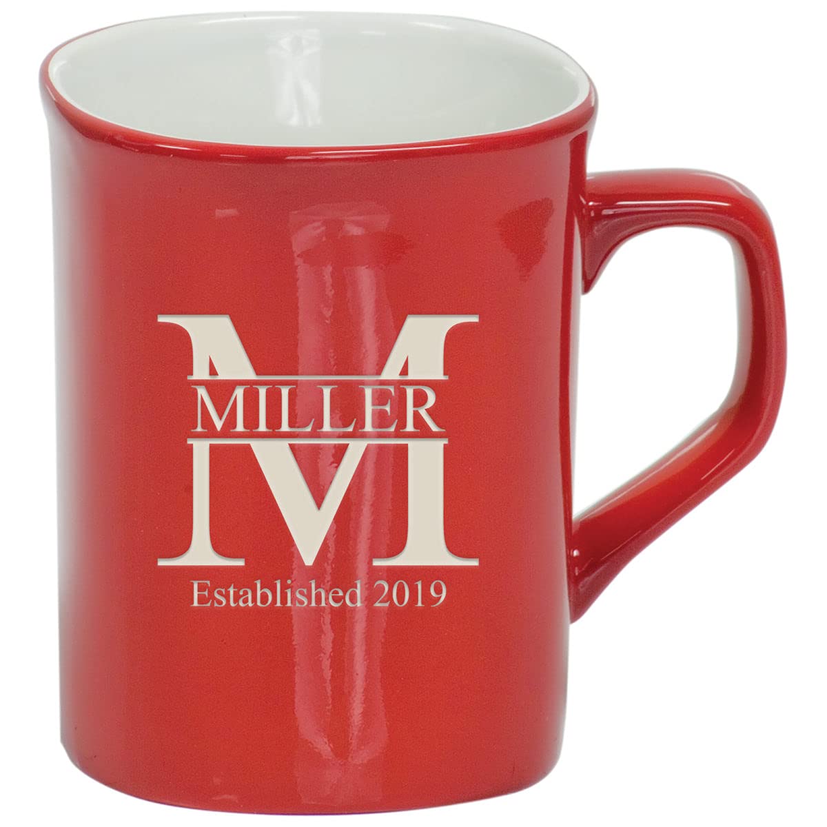 Personalized Split Monogram Ceramic Coffee Mug - Custom Name Coffee Cup with Rounded Corners - Perfect for Gifts, Office Use, and Home Decor
