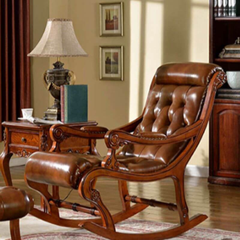 Mid Century Modern Rocking Chair with Ottoman - Solid Wood Accent Chair for Living Room, Nursery, or Bedroom - Perfect for Relaxing, Reading, and Nursing