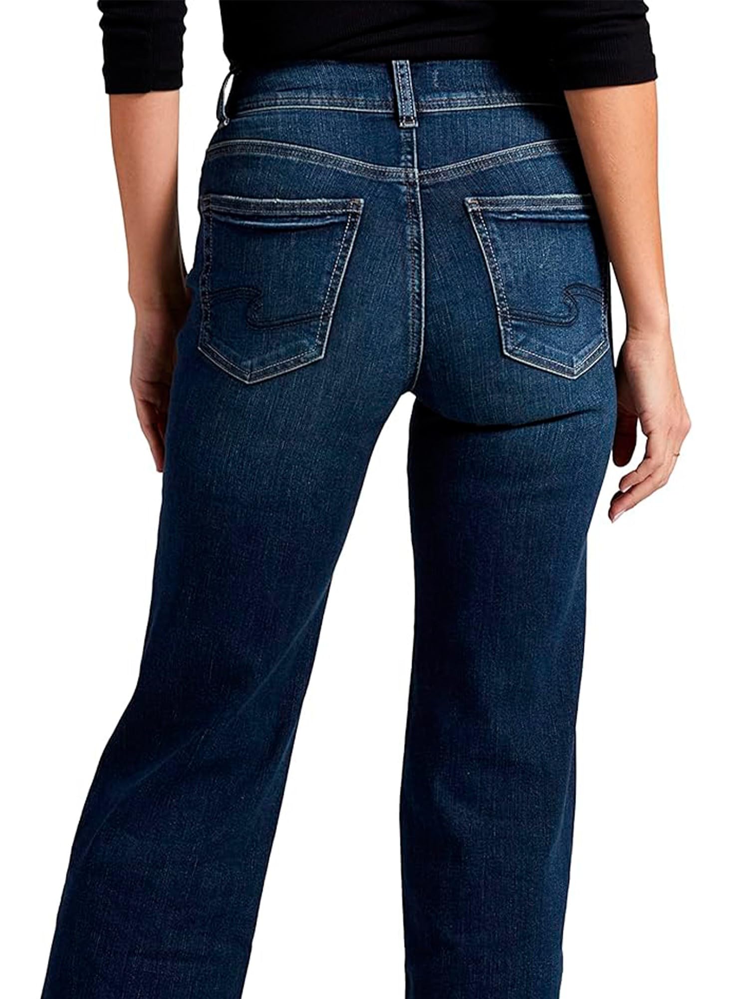 Silver Jeans Co. Women's Avery High Rise Curvy Fit Trouser Jeans - Flattering Plus Size Denim Pants for Work & Casual Wear | Comfortable Stretch Fabric for All-Day Wear