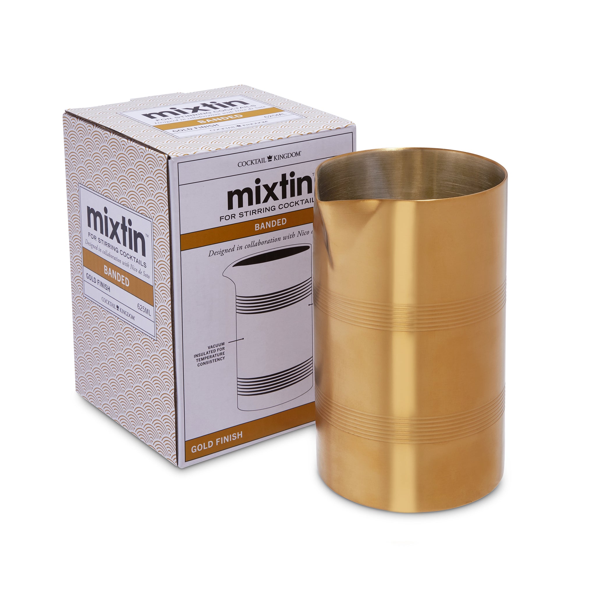 MIXTIN™ Gold Plated Stainless Steel Cocktail Mixing Tin - 625ml (21oz) Bar Tool for Professional Bartenders & Home Mixology - Perfect for Shaking, Stirring & Crafting Cocktails