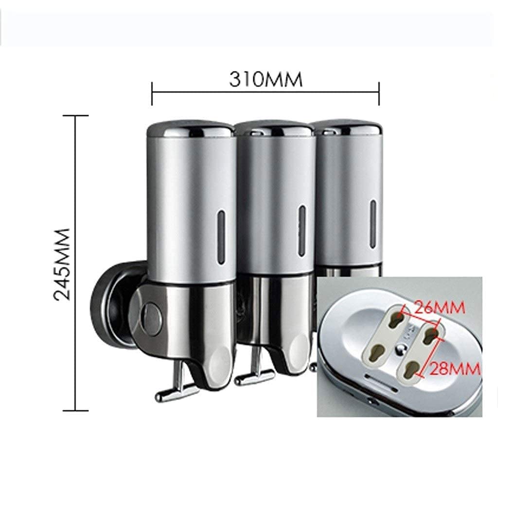 Green Manual Soap Dispenser 500ml x3 - Wall Mounted for Kitchen, Bathroom & Commercial Use - Ideal for Liquid Soap, Shampoo & Gel Dispensing in Restaurants, Hotels & Homes