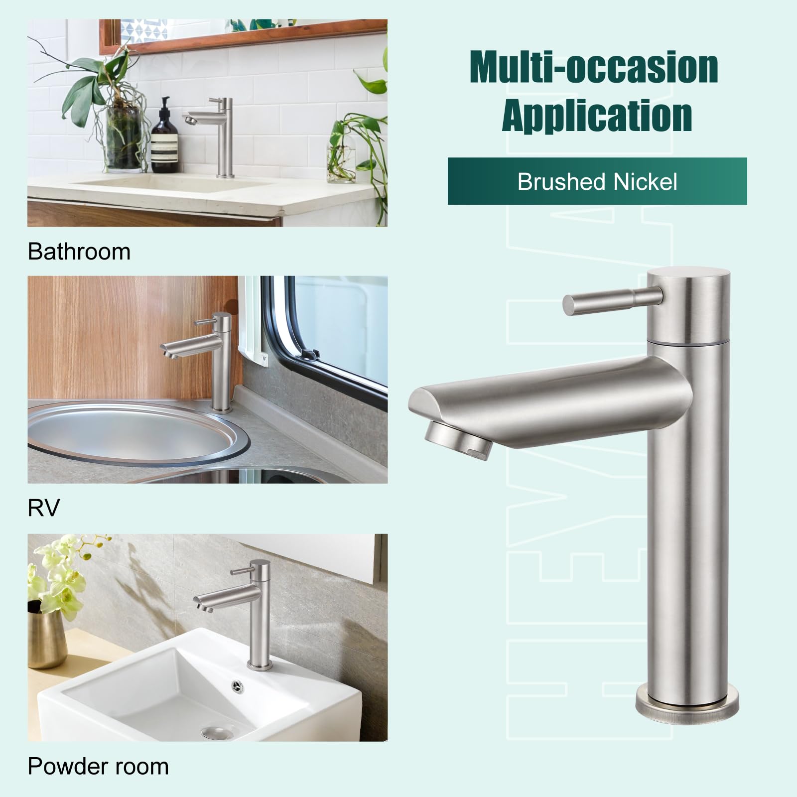 Stainless Steel SUS304 Single Handle Bathroom Sink Faucet for Cold Water - Perfect for Small Spaces & Powder Rooms