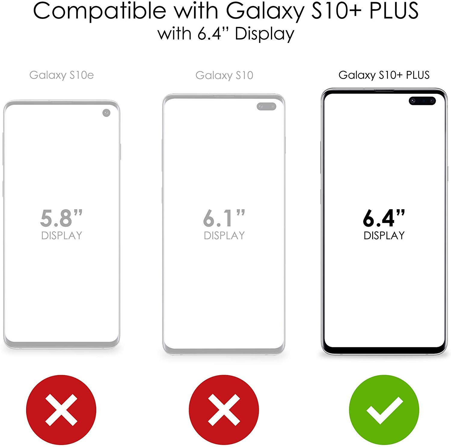 Premium Clear Shockproof Hybrid Case for Samsung Galaxy S10+ Plus (6.4 Inch) - TPU Bumper with Acrylic Back & Tempered Glass Screen Protector - Slim Protective Phone Cover for Daily Use, Work, and Outdoor Activities