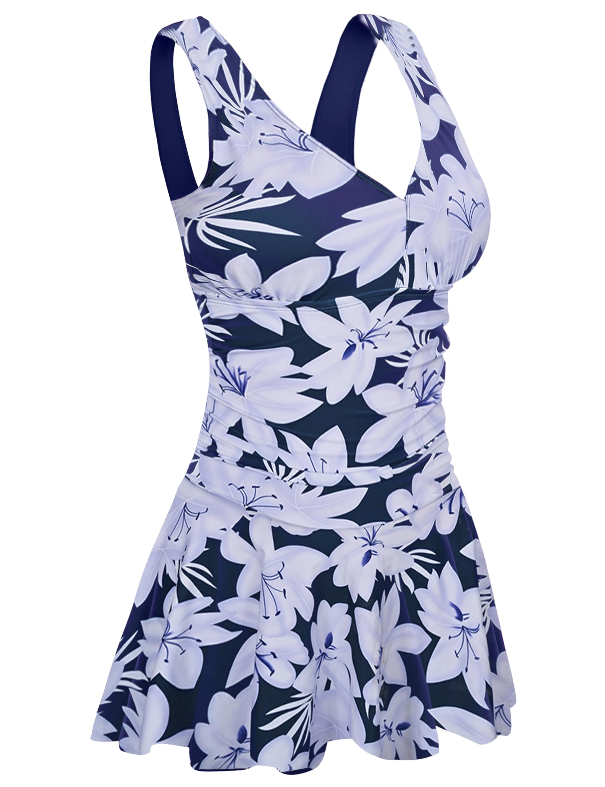AONTUS Plus Size One Piece Swimsuits for Women - Vintage High Waisted Bathing Suit with Tummy Control - Perfect for Beach, Pool & Summer Vacations