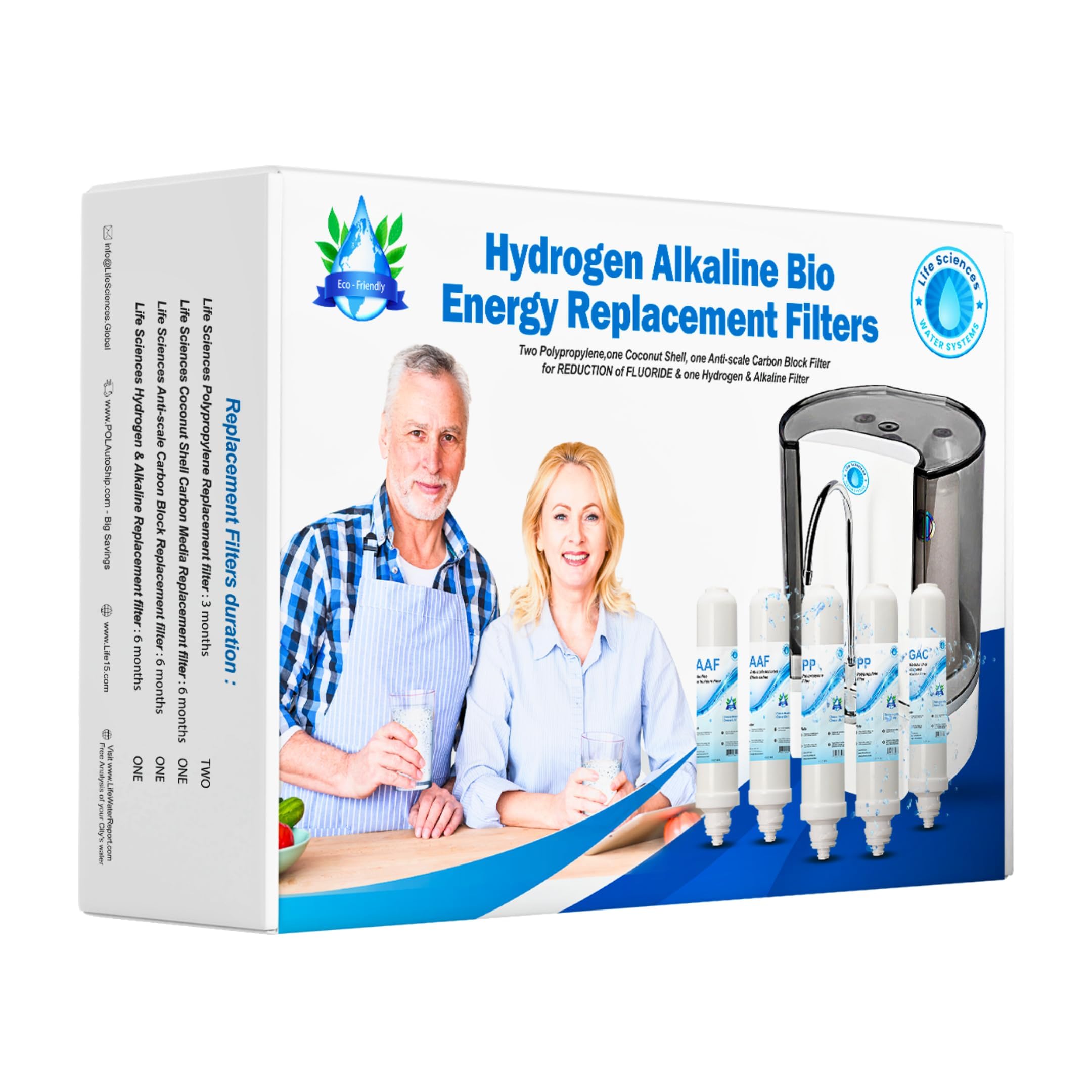 Premium Hydrogen Alkaline Water Filter Replacement - 2 Pack Polypropylene, Coconut Shell Carbon Block for Anti-Scale & Mineral Enhancement | Perfect for Home, Office & Travel Use