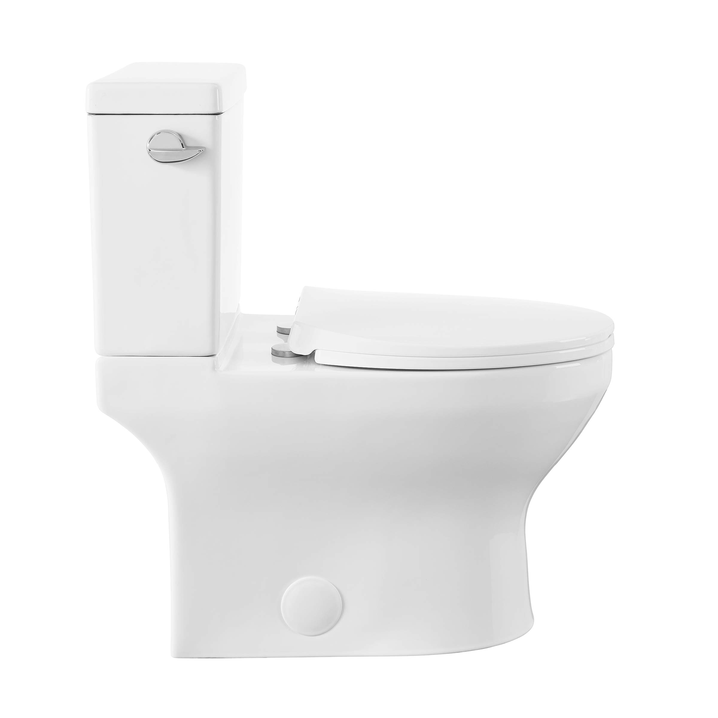 Swiss Madison Well Made Forever Classe Two-Piece Elongated Left Side Flush Handle Toilet 1.28 GPF - Modern Water-Efficient Bathroom Solution for Homes & Commercial Spaces