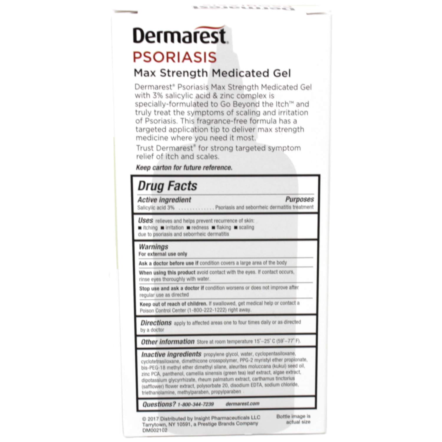 Dermarest Psoriasis Medicated Treatment Gel for Scalp & Body - 4 oz Fl Oz - Fast Itch & Flake Relief - Dermatologist Recommended for Dry, Irritated Skin - Use After Shower or Before Bedtime