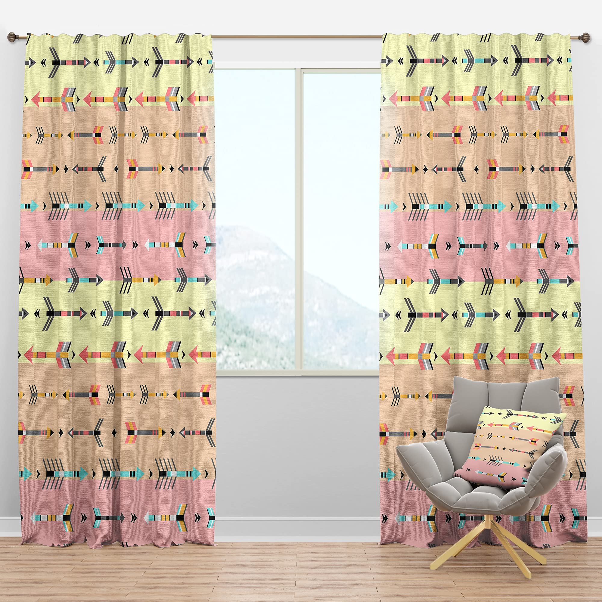DesignQ Blackout Curtains - Tribal Arrows Boho Pattern Thermal Insulated Window Drapes (52x120, Single Panel) for Bedroom & Living Room - Perfect for Home Decor, Light Blocking & Energy Saving