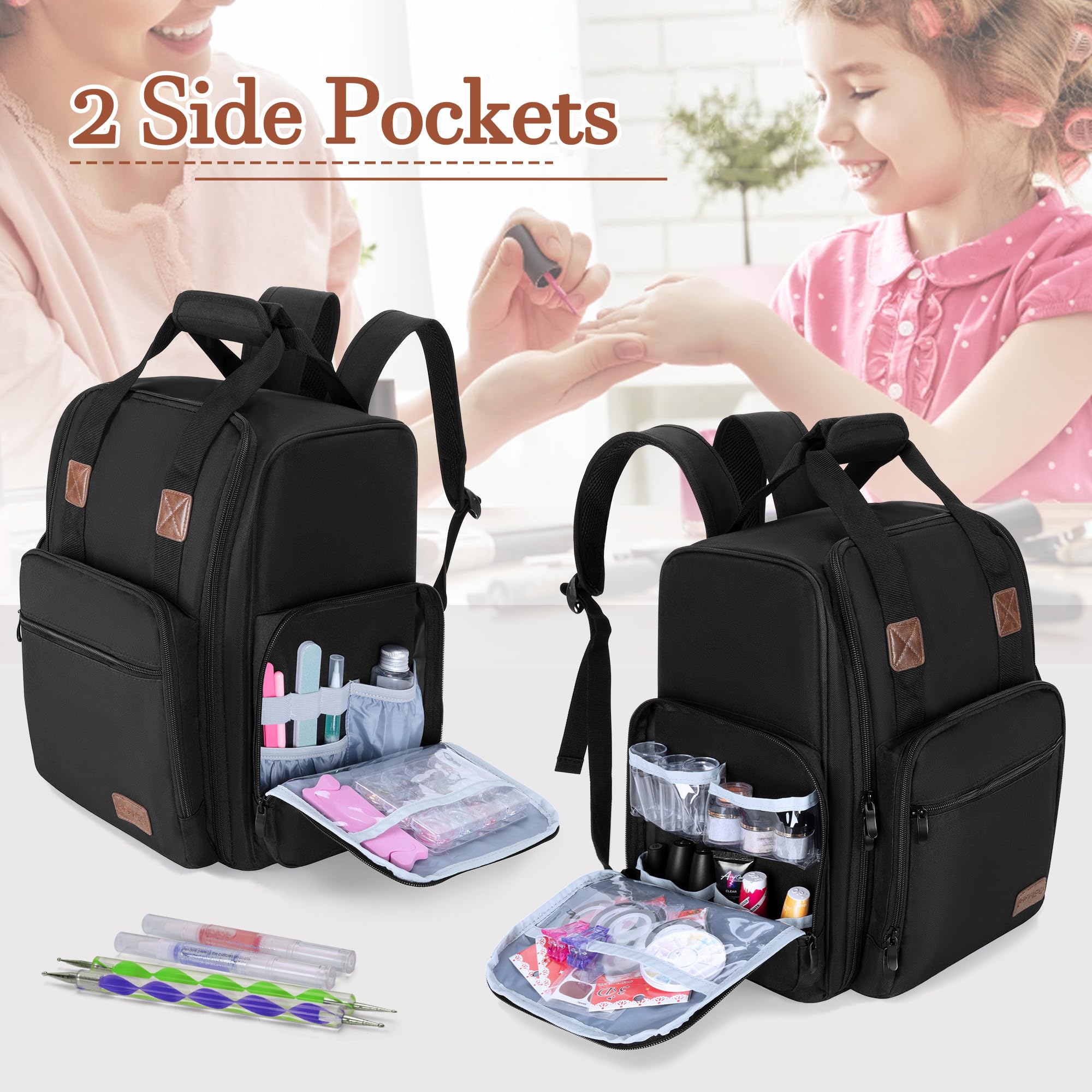 BAFASO Nail Polish Organizer Backpack - Holds 84 Bottles & Nail Lamp for Salon & Travel