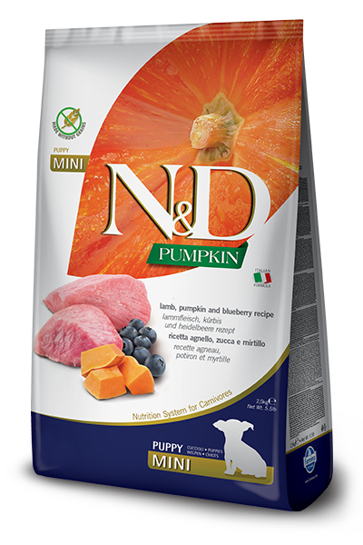 Farmina N&D Grain-Free Dry Dog Food for Puppies - Lamb & Pumpkin Recipe - Perfect for Small Breed Dogs & Sensitive Stomachs